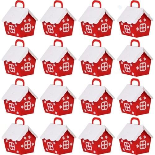 50Pcs Holiday Gift Candy Box Christmas House Candy Box Red Small House Happy Candy Packaging Carton