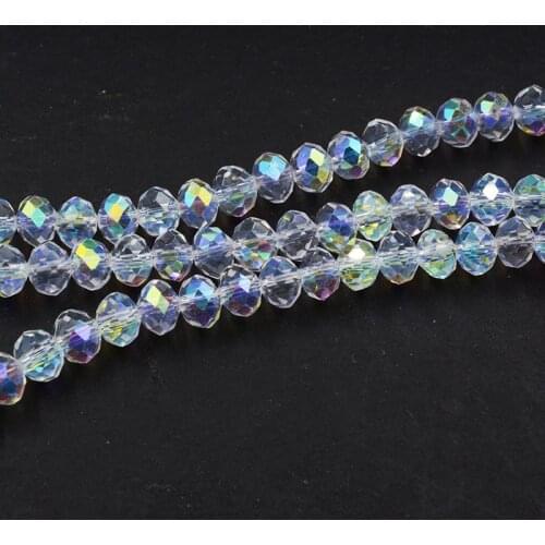 Wholesale Faceted AB Clear Glass Crystal Rondelle Spacer Beads 4 6 8 10 12 mm Pick Siz For Jewelry Making