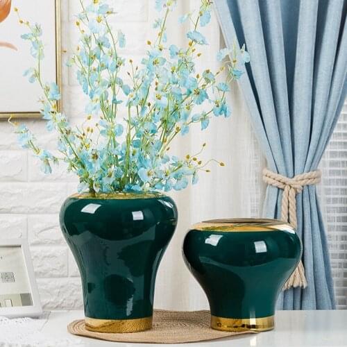 Luxury Modern Marble Home Decoration Flower Vase Gold Lid Storage Jinger Jars