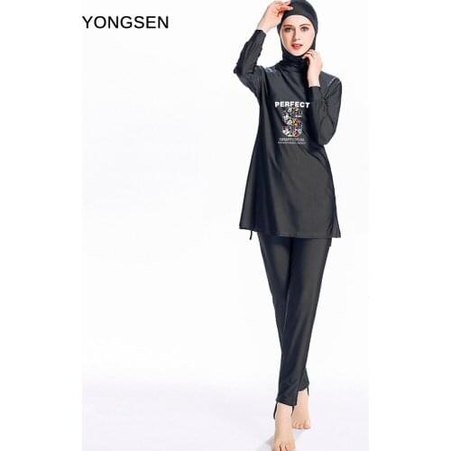 YONGSEN 2020 Modest Muslim Swimwears Women Swimsuit Long Sleeves Islamic Hijab Burkinis Female Bathing Suits Plus Size