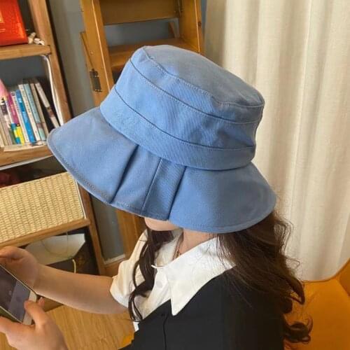 Womens Summer Folds Ruffled Fisherman Hat Letter Sun Hat Female Sunscreen Summer Sun Basin Hat Folding Basin Hat