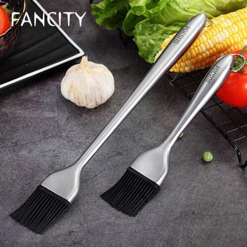 FANCITY Silicone brush high temperature resistance, barbecue brush, oil brush, 304 stainless steel, kitchen grease brush, baking