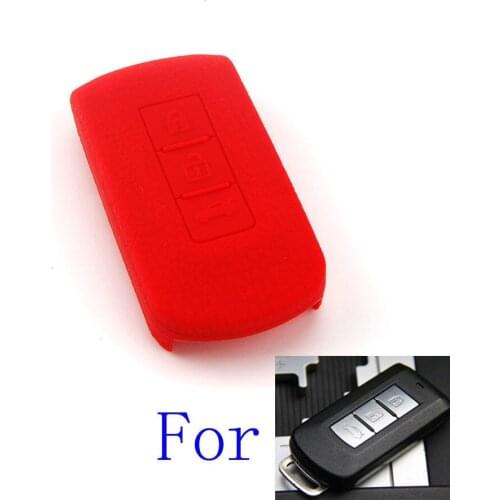 BBQ@FUKA New Car Styling Leather Texture Silicone Cover for Mitsubishi ASX 3 Buttons Lancer Outlander Remote Case Fob Red Color