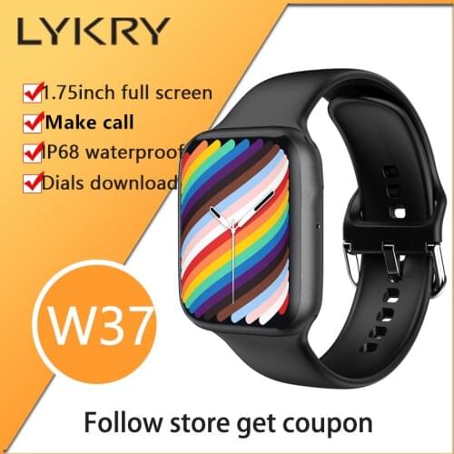 LYKRY Original IWO W37 Smart Watch 1.75inch Full Screen Bluetooth Call IP68 Waterproof Series 7 Men Women Watch PK HW12 W26 Plus
