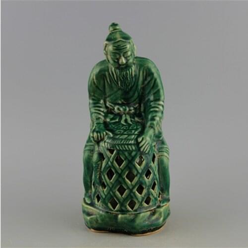 Old porcelain Celadon double-layer hollowed out fish statue