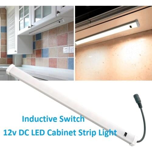 LED Under Cabinet Strip Light 12V DC Hard Strip Tube Lamp with Sensor Switch for interior of Kitchen Auto Motor home Caravan RVs