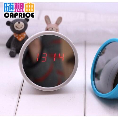 LED beauty mirror clock bedside electronic clock luminous mirror clock mute alarm clock creative student mini pocket