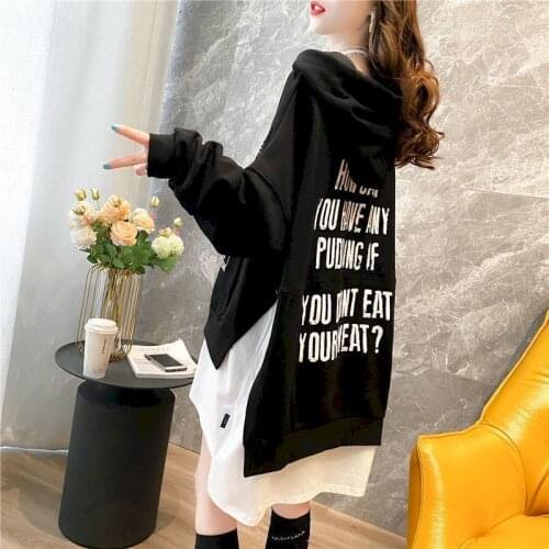 Womens Hoodies Plus Velvet Thickening 2021 New Spring Autumn Winter Vacation Two Large Size Loose Thin Tops Clothes For Teens