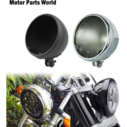 Universal Motorcycle 7" LED Vintage Headlight Mounting Bucket Shell Housing Cover Bottom Mount For Harley Cafe Racer Custom