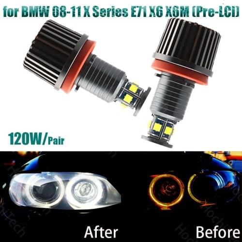 High power canbus 120W 6000K white Led angel eye halo ring led marker for BMW 2008-2011 X Series E71 X6 X6M (Pre-LCI)
