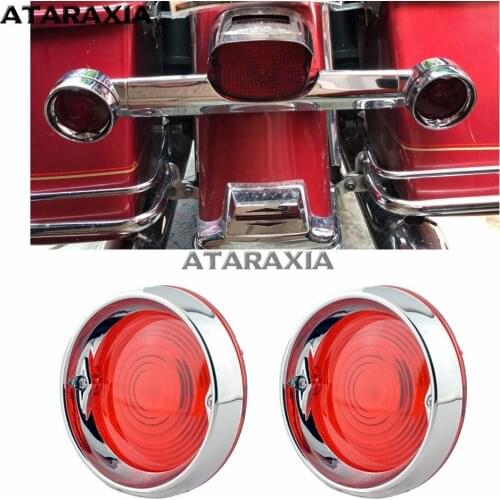 Rear Taillight 3.25" Red Turn Signal Lens Bezels Trim Ring Compatible For Harley Touring Electra Road King Road Glide FLHR FLTR