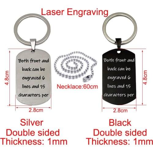 Soldier Laser Engraved Stainless Steel Dog Tag Nameplate DIY Custom Text Decorative Pendant Keychain Necklace
