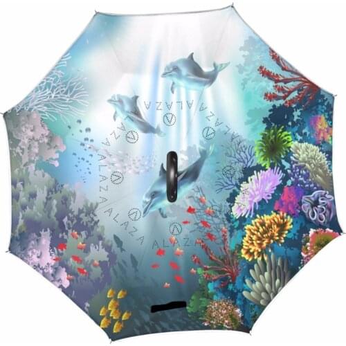 C-Hook Windproof Reverse Umbrella Ocean Rain Women Folding Layer Inverted Car Umbrella Men Self Stand umbrella Outdoor Parapluie