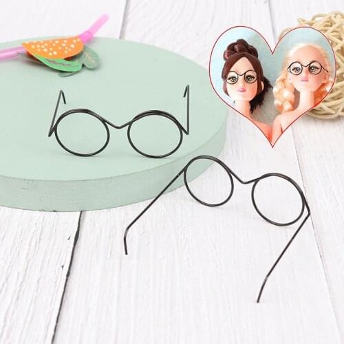 1/2/5/10Pcs Fashion Round Frame Lensless Retro Cool Doll Glasses For Doll 57*48*22mm