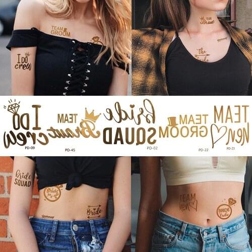 10pcs Glitter Sexy Temporary Tattoos Sticker Fake Bride Bridesmaid Wedding Party Tattoo Decoration Accessories Valentines Day