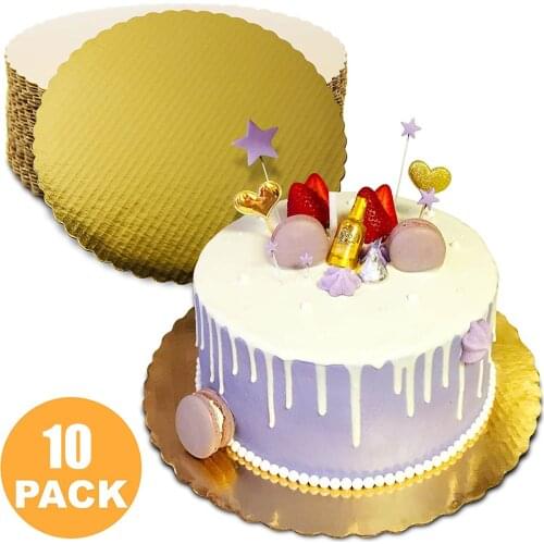 10 Pcs Gold Round Cakeboard Disposable Cake Circle Base Boards Cake Plate Dessert Displays Tray For Wedding Birthday Party