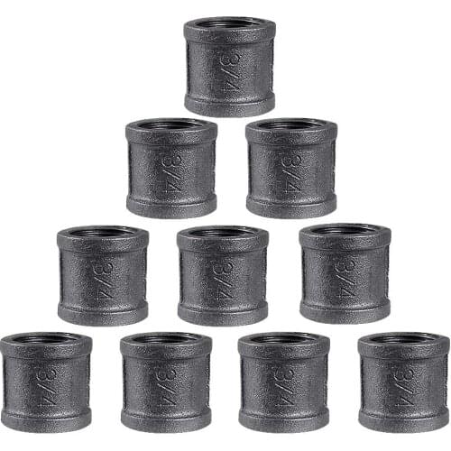 10 Packs Coupling Pipe Black Cast Iron Decor Pipe Fitting with Thread Hole for Vintage Retro Steampunk Industrial Couplings