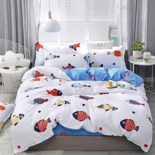 2019 Colorful Fishes Bedding Sets Microfiber Brush Polyester Bedlinens Twin Full Queen King Duvet Cover Set Pillowcases