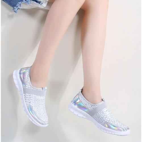 2020 Autumn Women Sneakers Shoes Women Breathable Mesh Shoes Ballet Flats Ladies Slip On Flats Loafers Shoes Plus Size