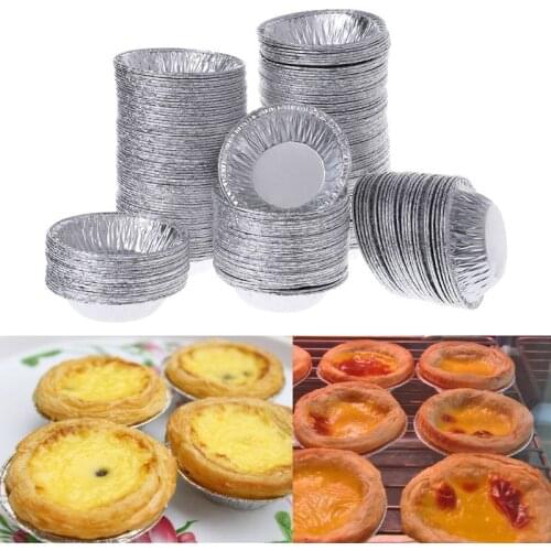 250pcs Disposable Aluminum Foil Baking Egg Tart Pan Cupcake Case Plate Mold Tin L4MB