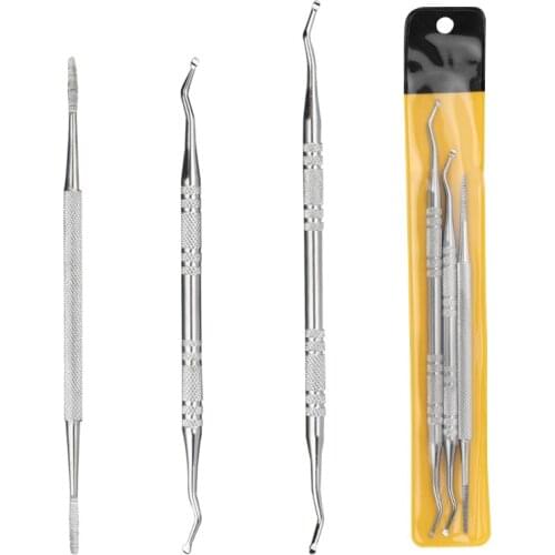 3pcs Toe Nail Care Hook Ingrown Double Ended Ingrown Toe Correction Lifter File Manicure Pedicure Toenails Clean Foot Care Tool