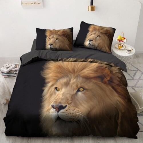3D Bedding Sets Lion Black Duvet Quilt Cover Set Comforter Bed Linen Pillowcase King Queen Full Size 140*210cm Home Texitle