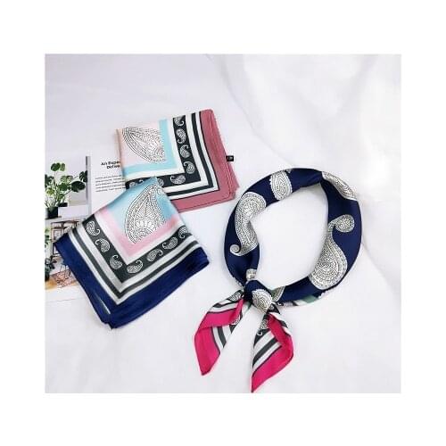 70*70cm Korean-Style Cashew Small Square Scarf Small Silk Scarf Womens All-match Headscarf Job Career Ever-Changing Neckerchief