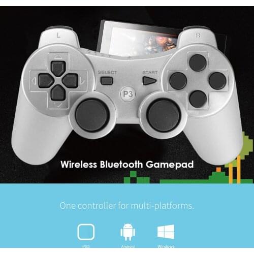 For PlayStation 3 Bluetooth-compatible Gamepad Dual Vibration Wireless Game Controller for PS3 Silver Joystick Accessories