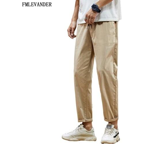 Plus Size 38 Pants Cotton Pure Color High Wasit Spring Summer Man Casual Trousers Pantalones Hombre