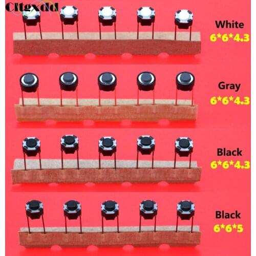 Cltgxdd 5PCS 6*6*5mm / 6*6*4.3mm Middle 2PIN DIP Long Pin Mini Push Button Switch for Audio PCB mounting Momentary Tact Switch