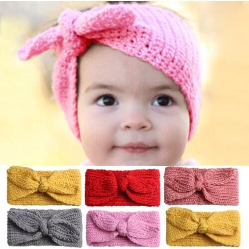 Yundfly Rabbit Ear Wool Headband Kids Girls Cartoon Knitted Hairbands Children Autumn Winter Warm Hair Accessories