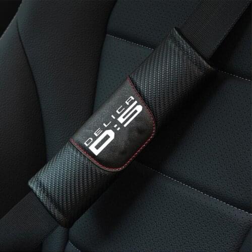 For Mitsubishi Delica D5 2pcs Fashion Carbon Fiber Leather Car Seat Belt Cover Car Seat Belt Shoulder Pad Car Accessories