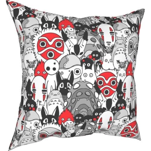 Miyazaki Hayao Totoro Princess Mononoke Pillowcase Printed Fabric Cushion Cover Decoration Throw Pillow Case Cover Home 18