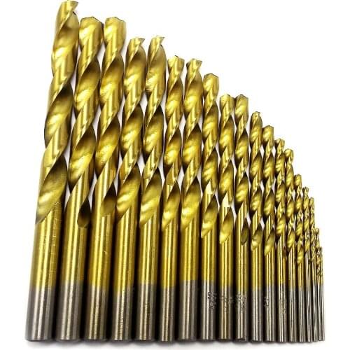 HOEN HSS titanium twist drill / drill straight shank 19pcs drill bit 1.0mm-10.0mm round handle Metal Woodworking Cutter Set