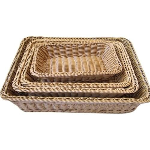 S/M/L Wicker Baskets Rattan Bread Storage Basket Tray for Bread Fruit Breakfast Storage Display Box Handicrafts Home Decoration