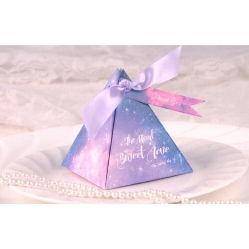 Space Stars Candy Box Wedding Birthday Baby Shower Party Nebula Cosmic Paper Ribbon Sweets Chocolate Gift Favors Boxes romatic