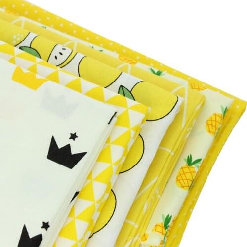 Cotton Fabric Tissue For Needlework Sewing Material Hometextile For Sheet Dress Cushion Doll Bags For 6pcs Yellow 40cmx50cm