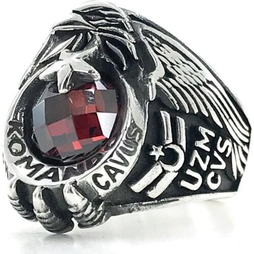Expert Çavuş Komando the Moon the stars Eagle Head Silver Men 'S Ring