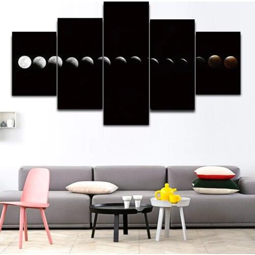 5 panel diamond painting kit moon eclipse Full Square Round Diamond Embroidery Wall Pictures for Room Decor,A971