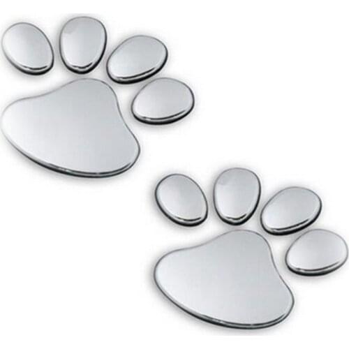 Car Sticker 3D Dog Bear Footprints Sgaoe Chrome Badge Emblem Car Sticker Decal Car Styling Accessories