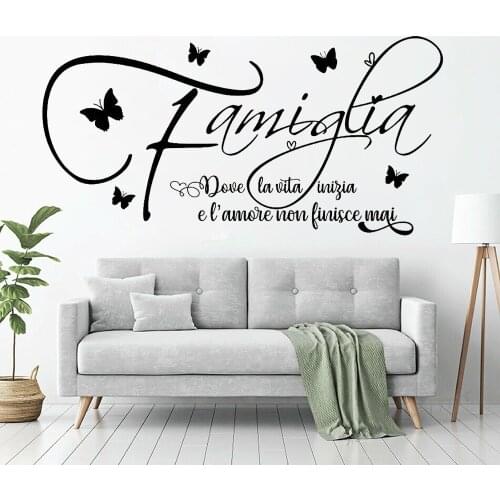 Family Wall Stickers Quotes Adesivi murali frasi famiglia amore decorazione per parete da muro Art Home Living Room Decor Z436