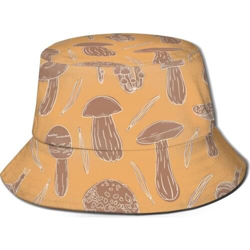 NOISYDESIGNS Summer Fisherman Hat Unisex Fungus Mushroom Print Bucket Hats Women Men Bucket Cap Vintage Fishingman Hat