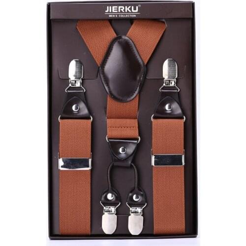 Newest Solid Colors Men 4 Clip-on Y-back Elastic Suspender With Box Plastic Card For Father Friend Present Gift 7 colors Braces