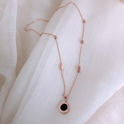 New Fashion Women Necklace Stainless Steel Shell Necklace Roman Numeral Luxury Jewelry Top Quality Women Wedding Jewelry