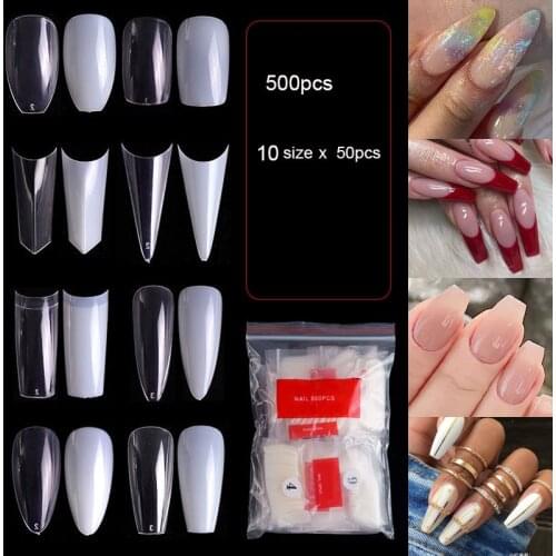 Popular French pointe nail seamless 500 Pieces Of Ballerina Stiletto Coffin Rounded Square
