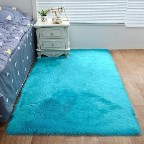 High Quality Sheepskin Fluffy Big Carpets for Living Room Faux Fur Plush Wool Soft Moden Area Rugs for Bedroom Bedside Floor Mat