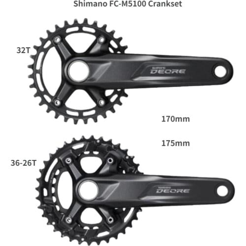 SHIMANO DEORE FC M5100 Crankset M5100 1x11-Speed 2x11-Speed 26-36T 32T 170MM 175MM