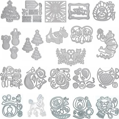 Mix Animals Snowman Tree Sun Merry Christmas Stop Sign Letter Metal Cutting Dies Scrapbook Craft Embossing Cards New Dies DIY