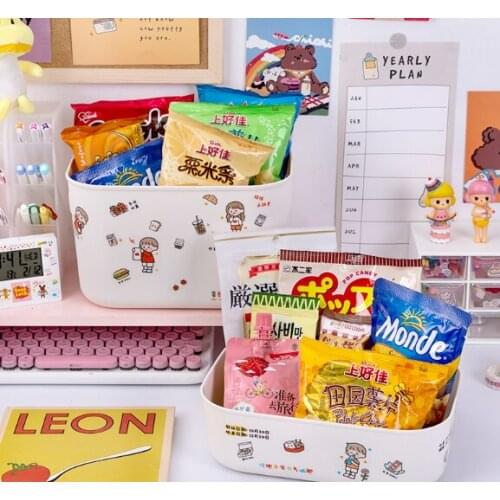 Dormitories put snacks books and cosmetics of the desktop girl desk convenient shelf food simple plastic mask storage box J05