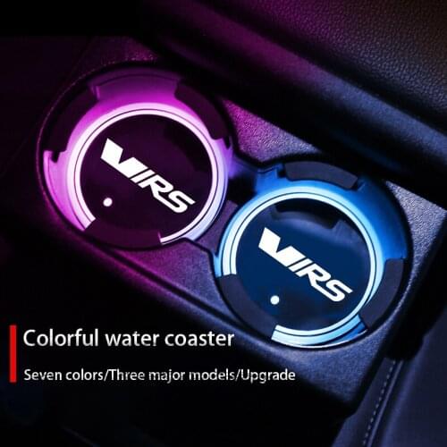 Luminous Car Cup Coaster Holder Car Led Atmosphere Light Logo Lamp For Skoda ViRS Octavia For Skoda Octavia Virs RS IV